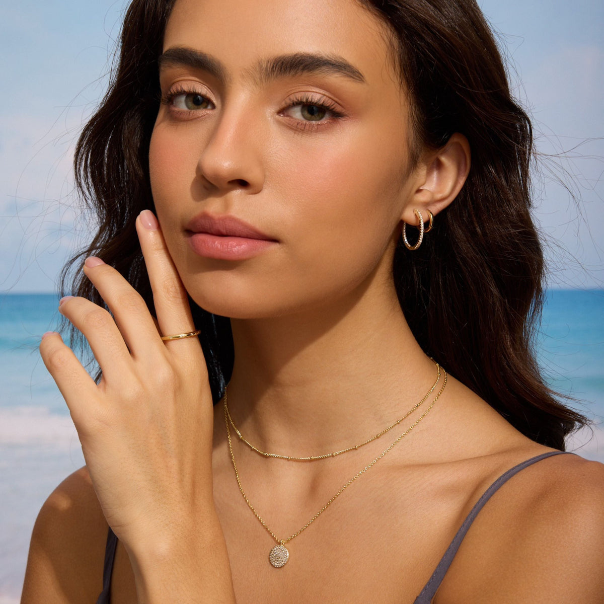 Satellite Bead Choker Necklace | 18K Gold-Plated, Adjustable 14–16 Inches