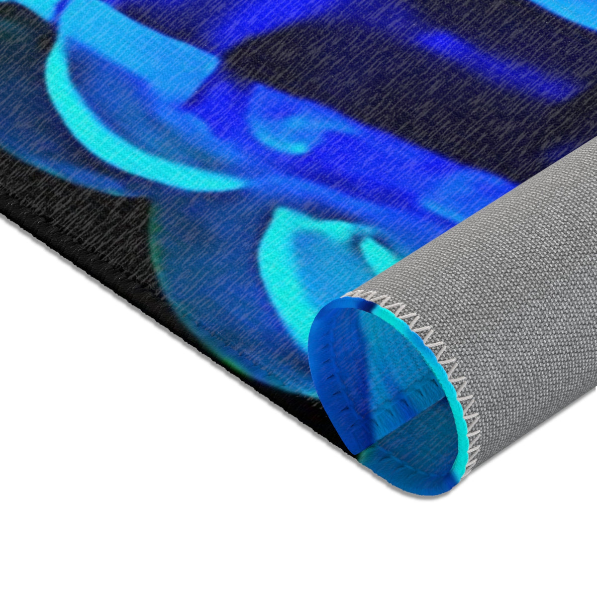 Bioluminescent Octopus Tentacle Area Rug – Electric Blue & Black Deep Sea Art | Non-Slip Backing | 6 Sizes | Fantasy Ocean Home Decor