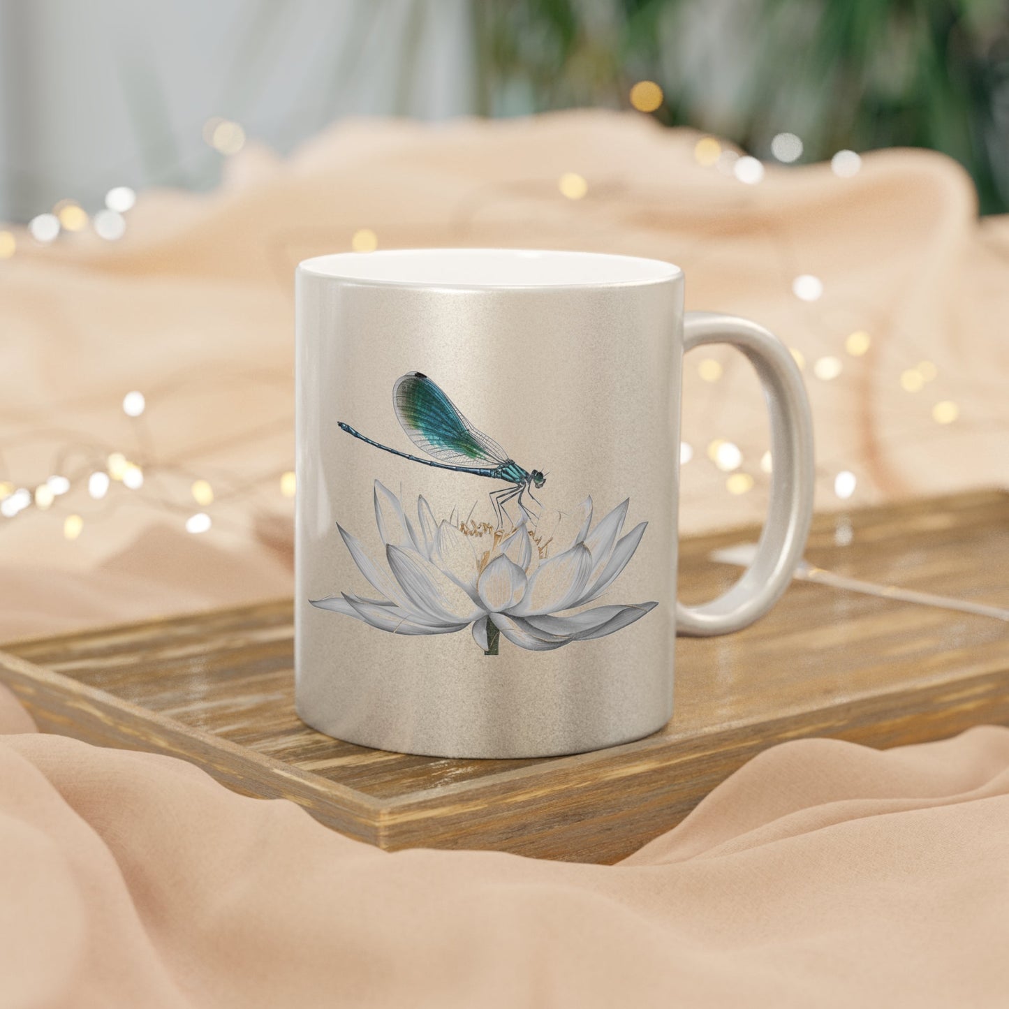 Dragonfly Metallic Mug – Silver or Gold Gift Cup