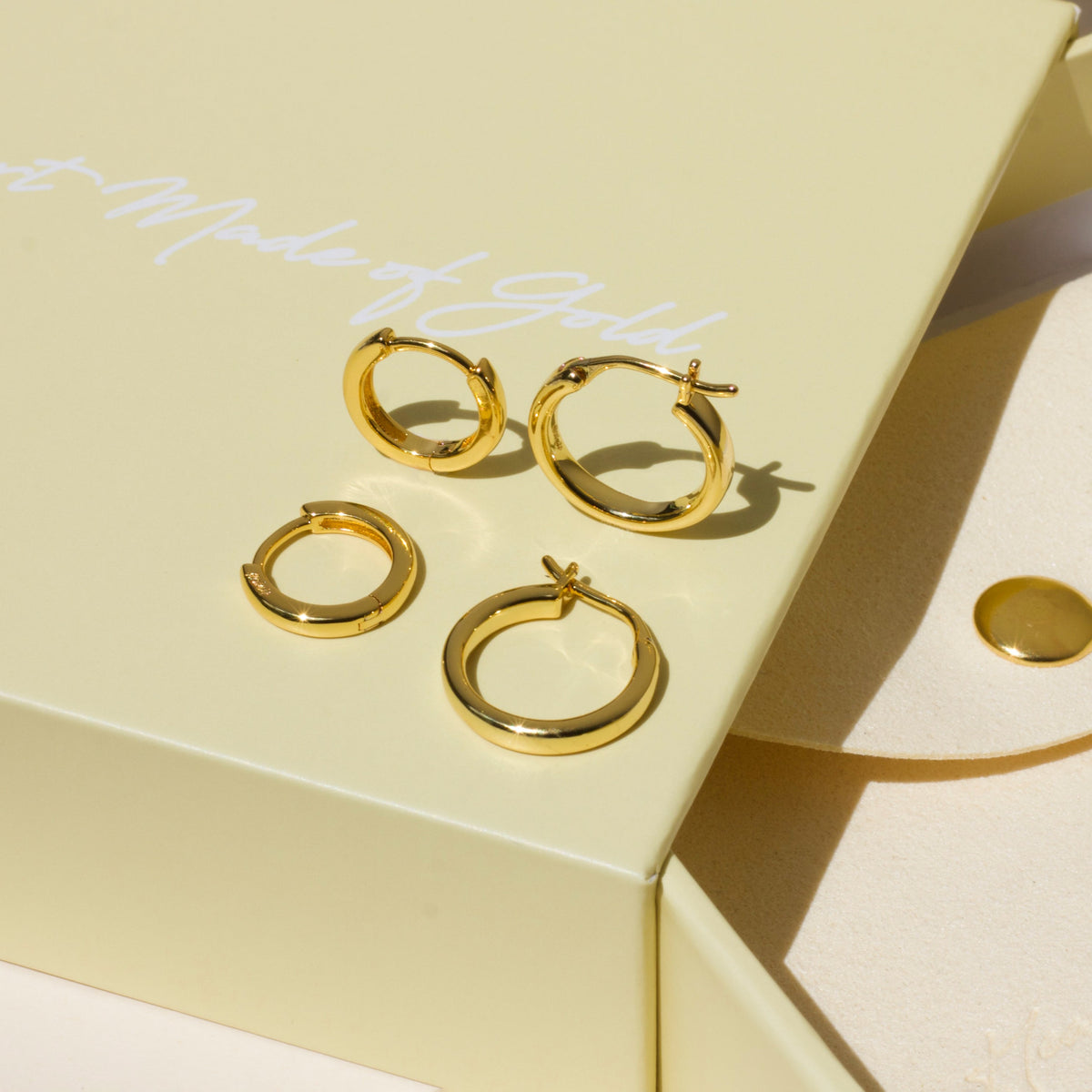 Small + Medium Hoop Earring Set | 18K Gold-Plated, 12 & 16 mm