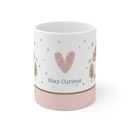 Stay Curious Mug — Personalized Woodland Fox & Forest 11oz Hot Chocolate, Coffee Mug, Tea Cup - Dream Dragons