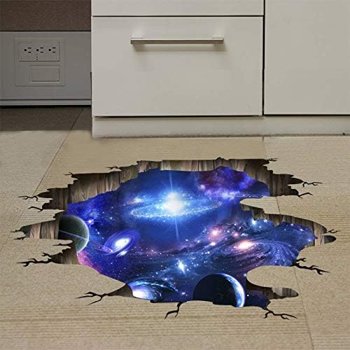 3D Cosmic Galaxy Wall Decals – New Galaxy Blue Space Wall Stickers | Milky Way Planet Mural | 4 Sheets | Boys Bedroom & Kids Room Decor
