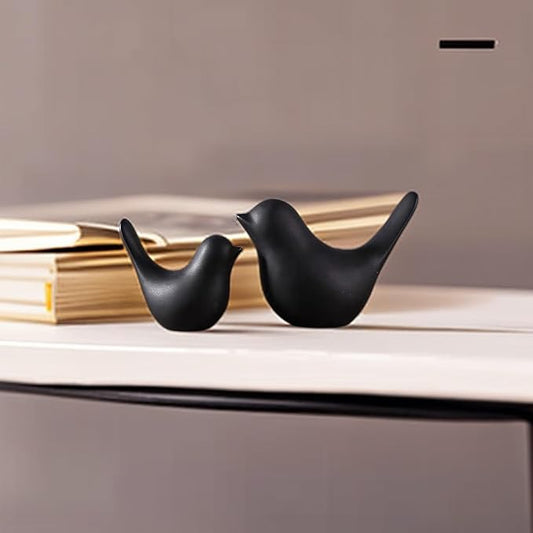 Blessing Bird Statue Set of 2 - Glazed Ceramic Indoor Home and Office Decor