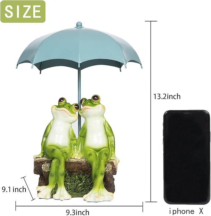 Frog Couple Garden Statue on Bench - Hand-Painted Resin Outdoor Decor