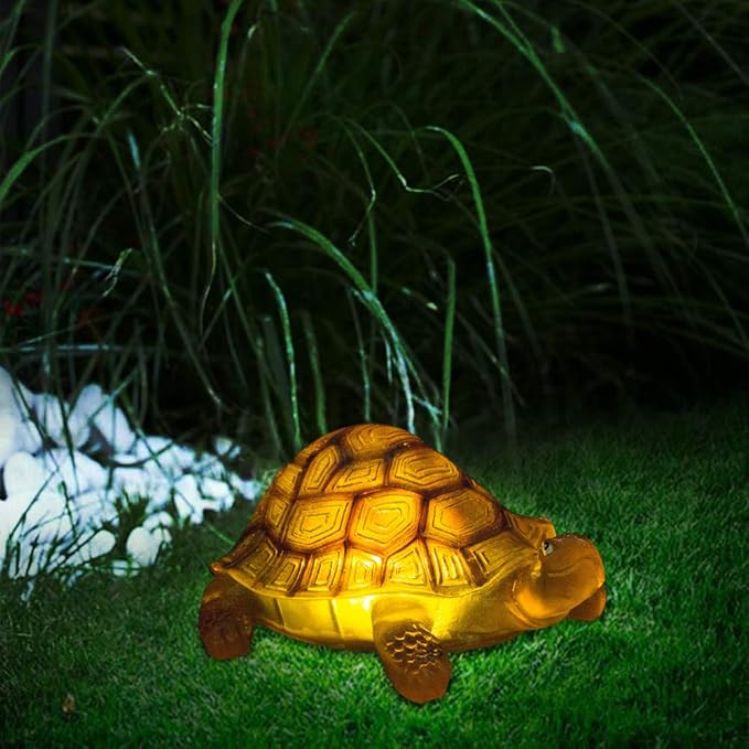 Solar Turtle Garden Statue with LED Lights - Waterproof Resin Outdoor Decor