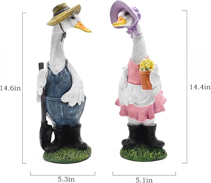 Large Porch Goose Garden Statue - Hand-Painted Resin Farmhouse Outdoor Sculpture and Porch Decor