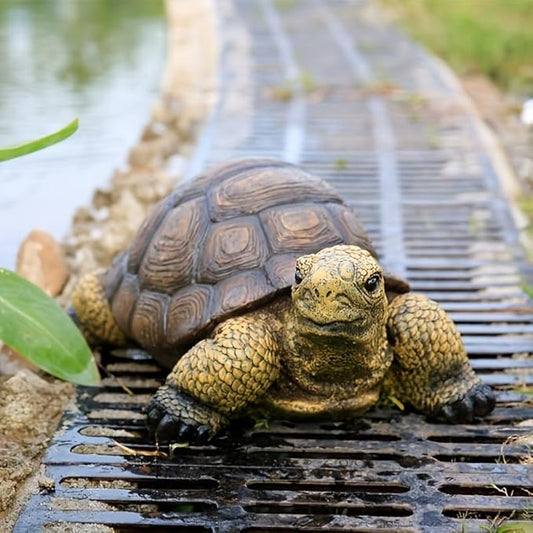 Brown Turtle Garden Statue - Handmade Weather-Resistant Resin Outdoor Decor
