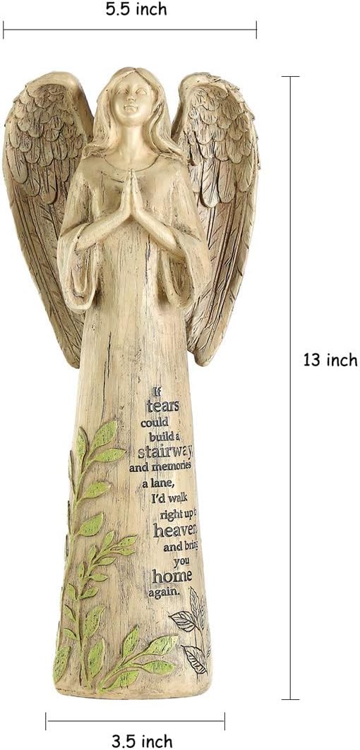 Topadorn Resin Statue Praying Angel Resin Figurines,Collectible Sculptures for Decorative,14" H