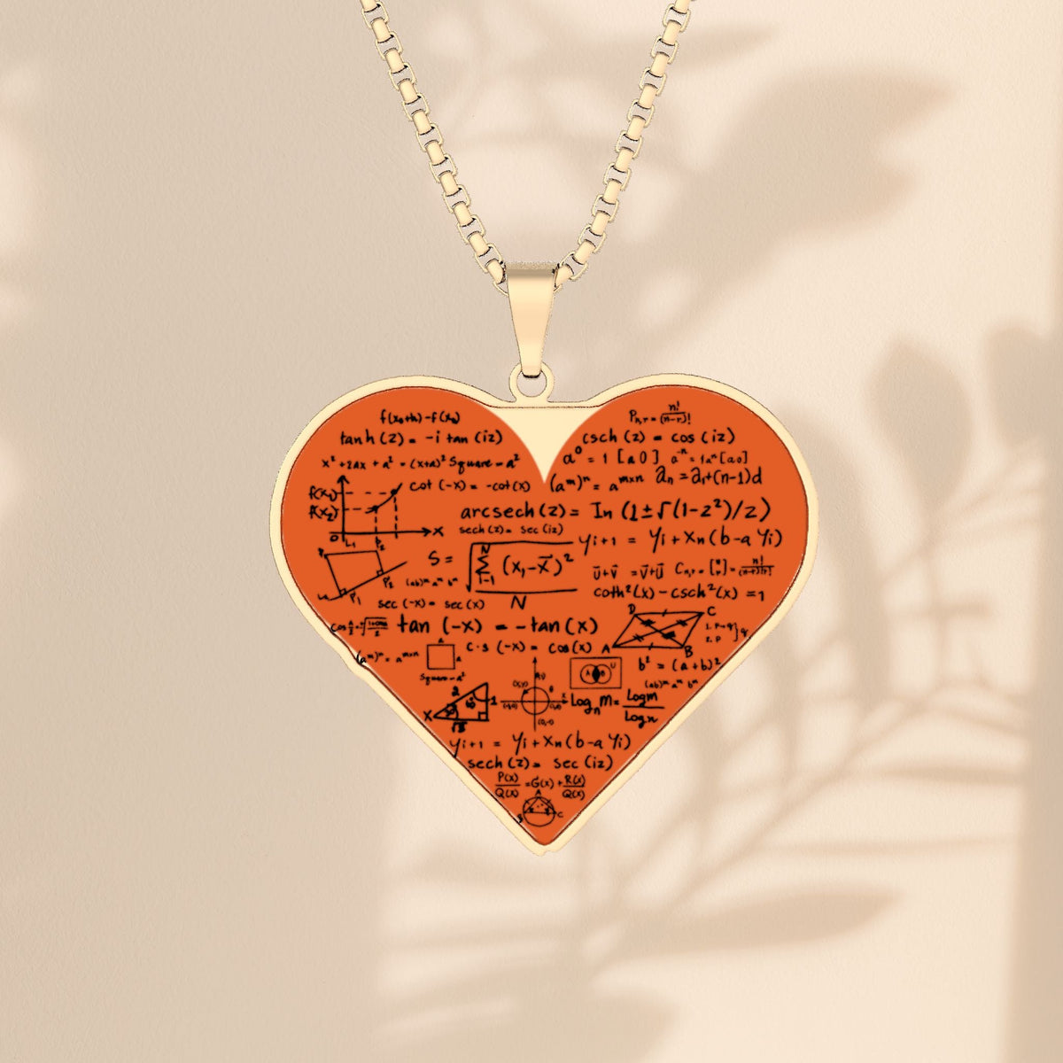 I Love Math Necklace - Engraved Math Lover Pendant in Stainless Steel, Gold Plated, or Sterling Silver, Math Teacher Gift and STEM Jewelry