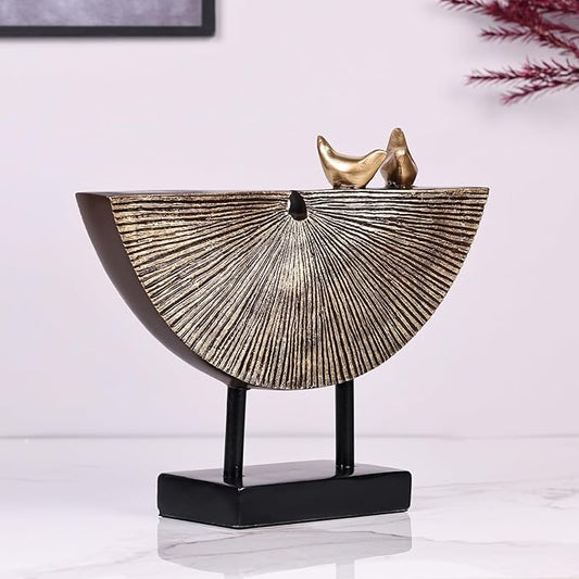 Vintage Gold Abstract Bird Sculpture - Resin Bird Duo Statue for Entryway, Shelf, TV Cabinet, Office, and Modern Home Decor