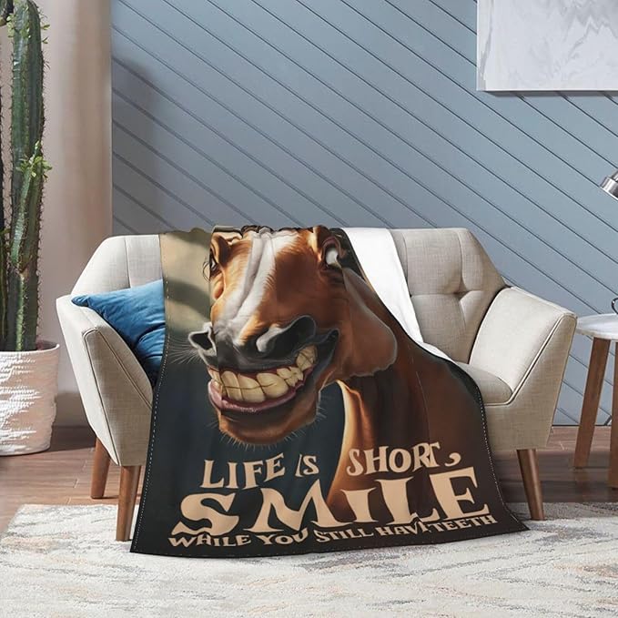 Funny Horse Kids Throw Blanket – 50"x40" | Soft Fleece Novelty Blanket | Fun Gift for Horse Lovers, Boys & Girls