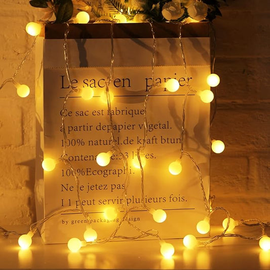 Warm White Globe String Lights – 33ft 100 LED | IP44 Waterproof | Remote Timer Dimmer 8 Modes | Indoor Outdoor Bedroom Party Wedding Garden RV Canopy