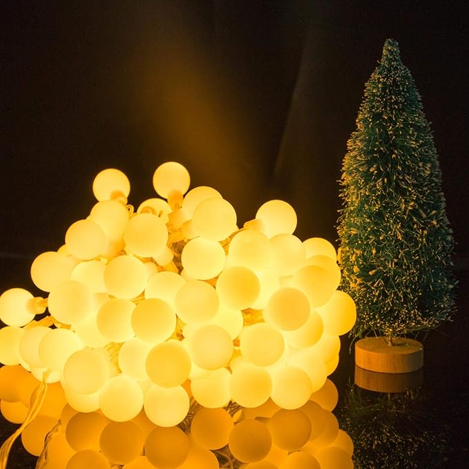 Mini Globe String Lights – 66ft 200 LED Warm White | IP44 Waterproof | Remote & Timer | Indoor Outdoor Party Wedding Garden Christmas