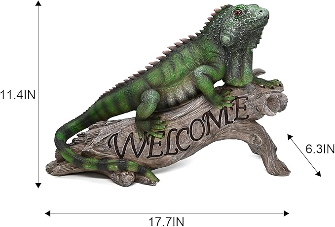 Large Iguana Garden Statue - Hand-Painted Resin Lizard Outdoor Sculpture and Collectible Decor