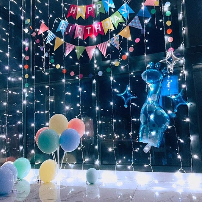 Cool White LED Curtain Fairy Lights – 306 LEDs 10x10ft | 18 Dense Strands 8 Modes Memory Function | Bedroom Wedding Party Backdrop Indoor