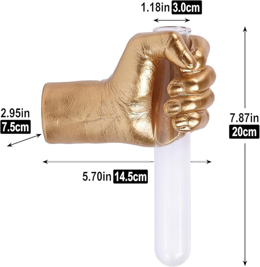 Gold Hand Wall Vase Sculpture - Modern Wall-Mounted Art with Glass Test Tube for Flowers, Plants, and Decorative Branches