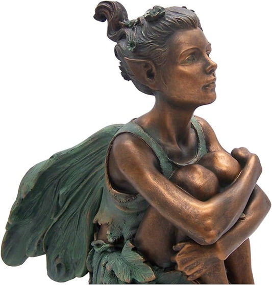 Fairy Garden Statue Holding Knees - 13-Inch Whimsical Resin Outdoor Decor