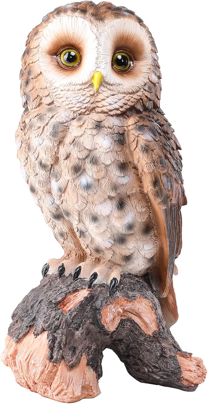 Hand-Painted Owl Garden Statue - UV-Protected Resin Outdoor Decor for Porch, Patio, Lawn, Yard, Balcony, and Windowsill