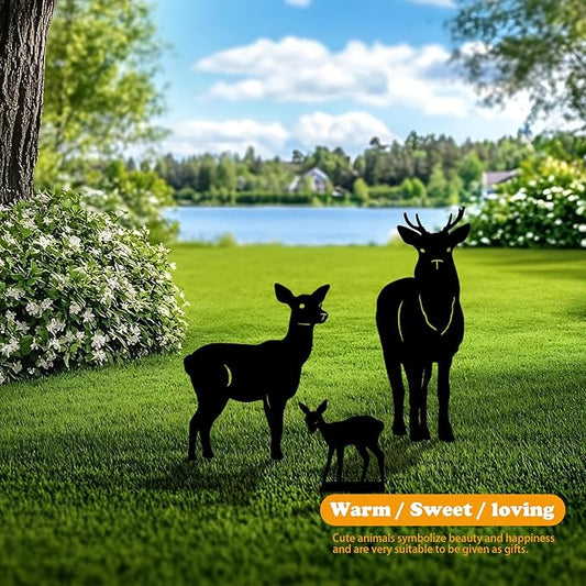 3-Pack Deer Metal Garden Stakes - Weather-Resistant Woodland Yard Decor