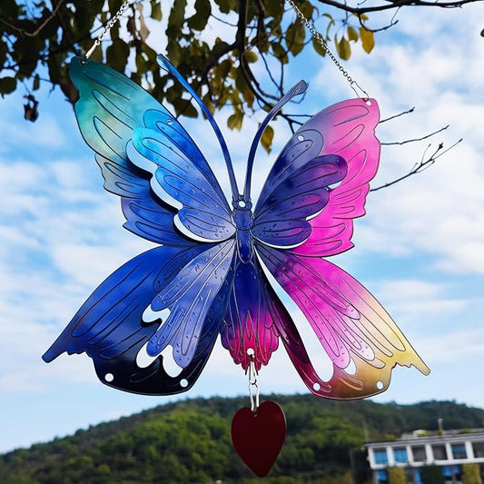 Stainless Steel Butterfly Garden Ornament - Hanging Outdoor and Home Wall Decor