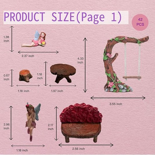 Miniature fairy garden tree swing accessory with hanging rope and bunny figure