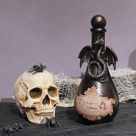 Gothic Dragon Potion Bottle - Handcrafted Resin Halloween Decor for Witch Shelves and Tiered Trays