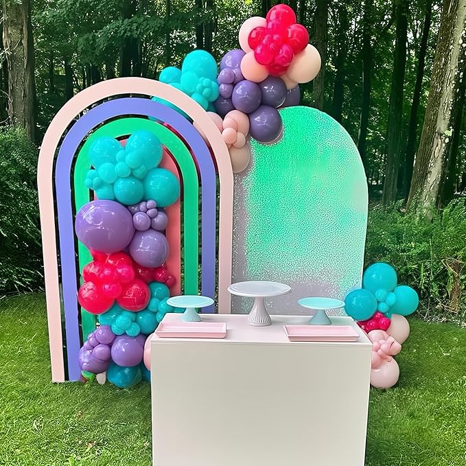 Mermaid Princess Party Balloons – 60 Pcs Hot Pink Teal Purple Confetti | 12 Inch Latex | Air or Helium | Birthday Baby Shower Party Decor
