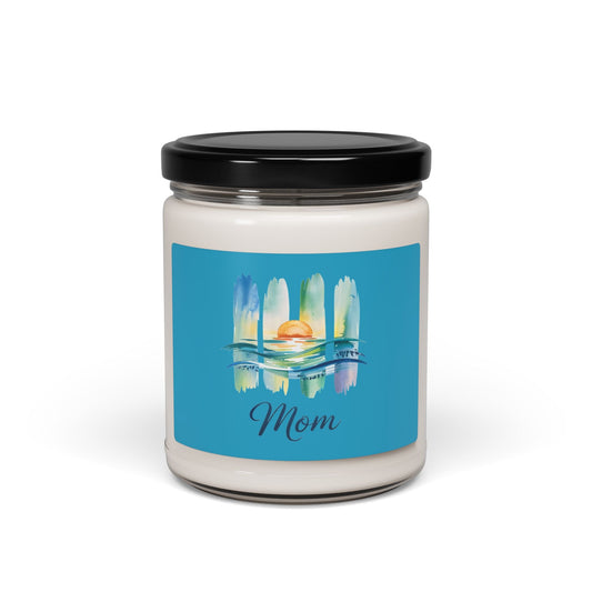 Mom Ocean Sunset Soy Candle – 9oz Reusable Glass Jar | 50–60 Hour Burn | 7 Scents | Meaningful Gift for Mom