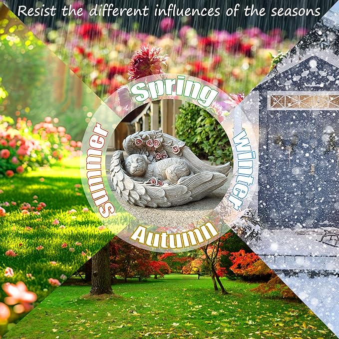Solar Angel Dog Memorial Statue - Sleeping Dog with Angel Wings Resin Garden Decor