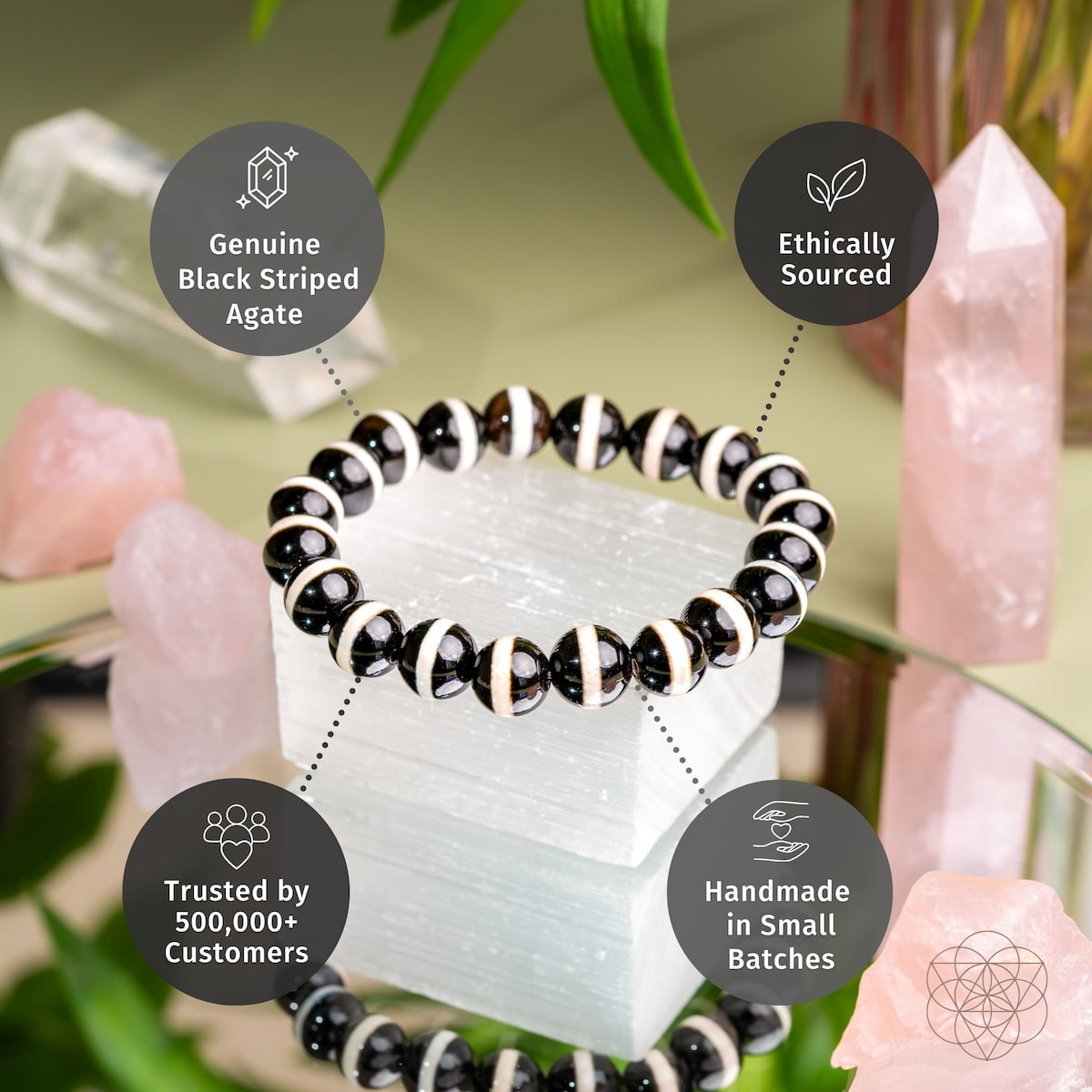 Tibetan Dzi Fortune Talisman Bracelet – Black Striped Agate