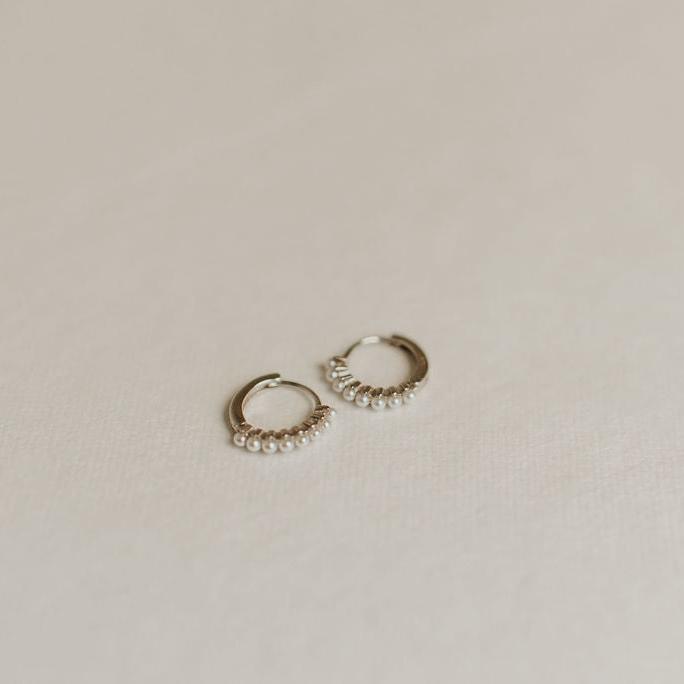 Grace Dainty 11mm Pearl Hoop Earrings