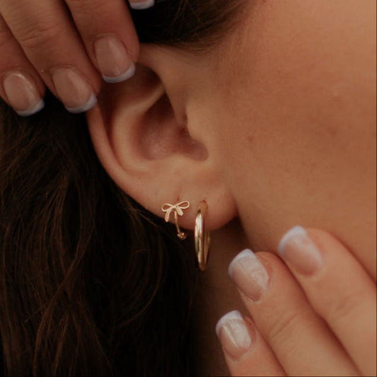 Ava Dainty Bow Hoop Earrings
