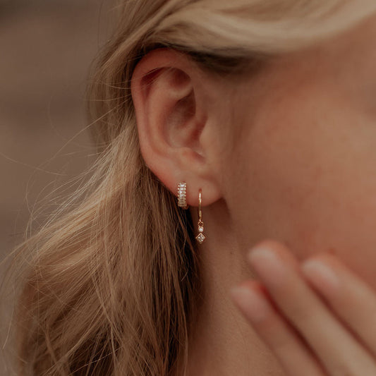 Willow Two-Stone Cubic Zirconia Dangle Hoop Earrings