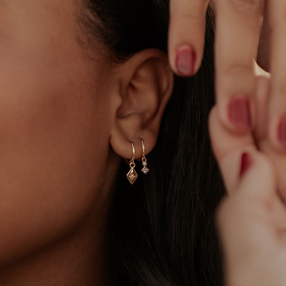 Willow Two-Stone Cubic Zirconia Dangle Hoop Earrings