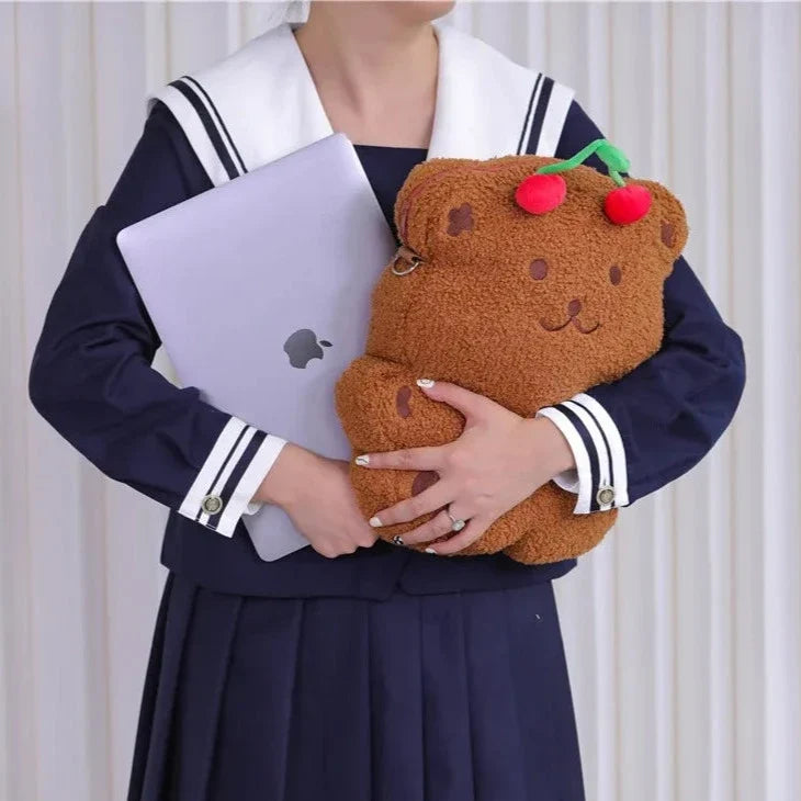 Kawaii Bear & Cherry Laptop Sleeve – Cute Tablet Case | 11, 13 & 13.3 Inch Sizes