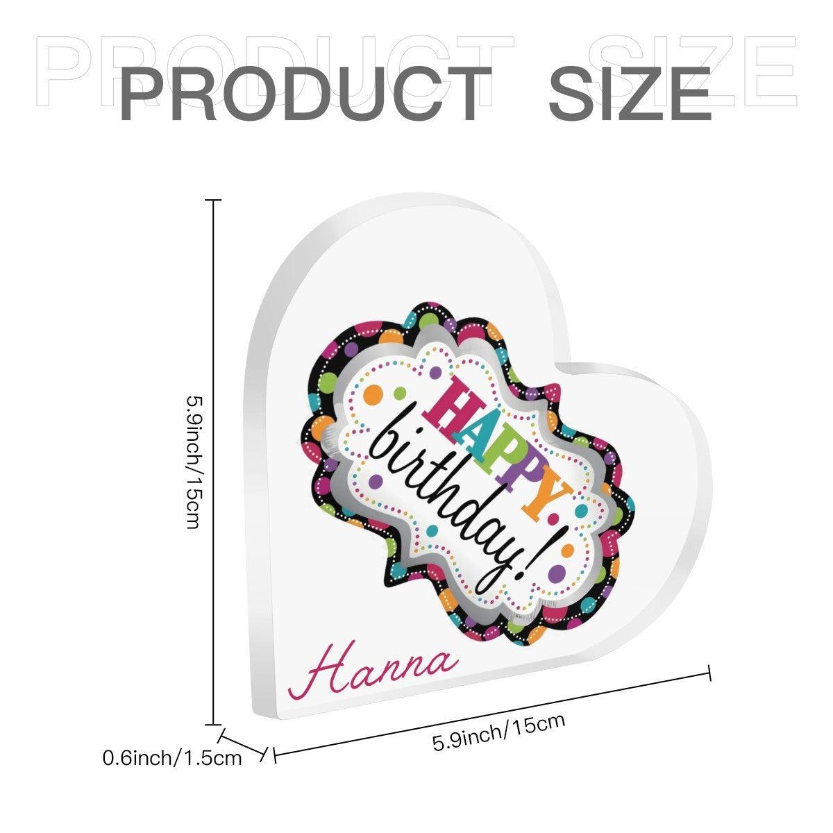 Heart-shaped acrylic ornament size diagram, 5.9 in (15 cm) width