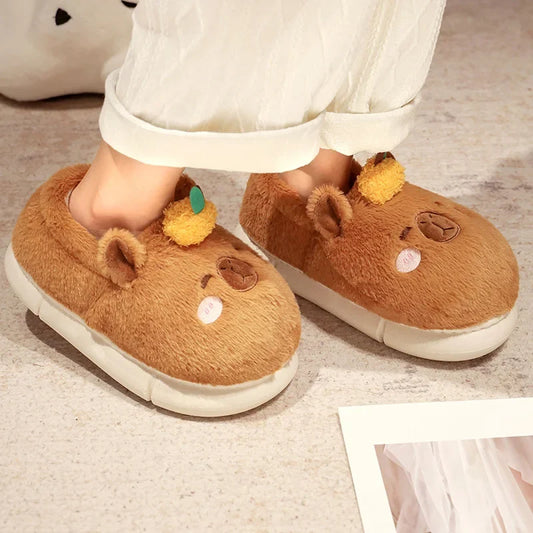 Kawaii Capybara Slippers – Cute Plush House Shoes | EU 37-44 | Size Chart Included