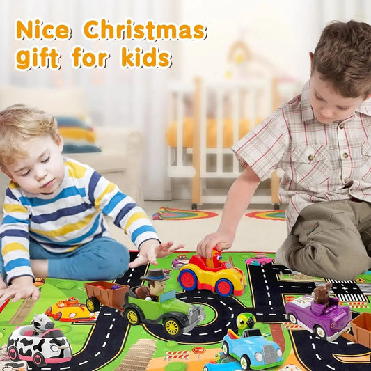 La Granja de Zenón Pull-Back Car Toy Set – Bartolito, Farm Animals & Play Mat | Official Licensed | Ages 1–3 | Kids Birthday Gift