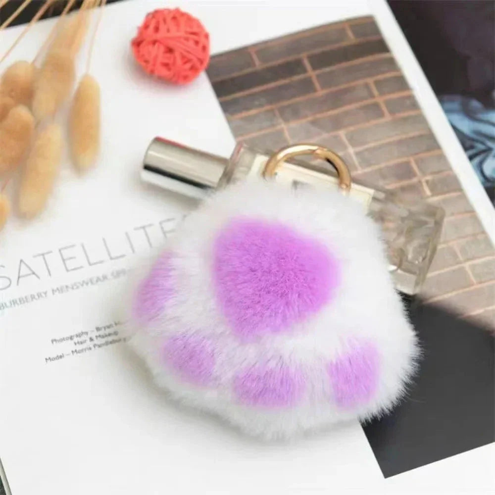Cat Paw Plush Keychain – Cute Fluffy Faux Fur Pendant for Bags & Keys