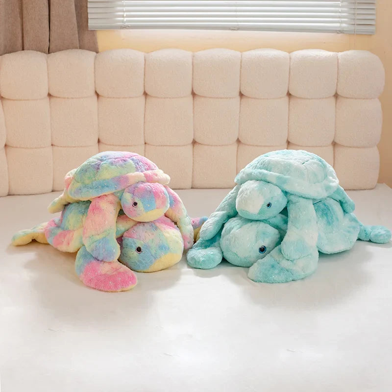 Kawaii Pastel Plush Turtle – Squishy Soft Turtle Stuffed Animal | Blue & Pink | 2 Sizes