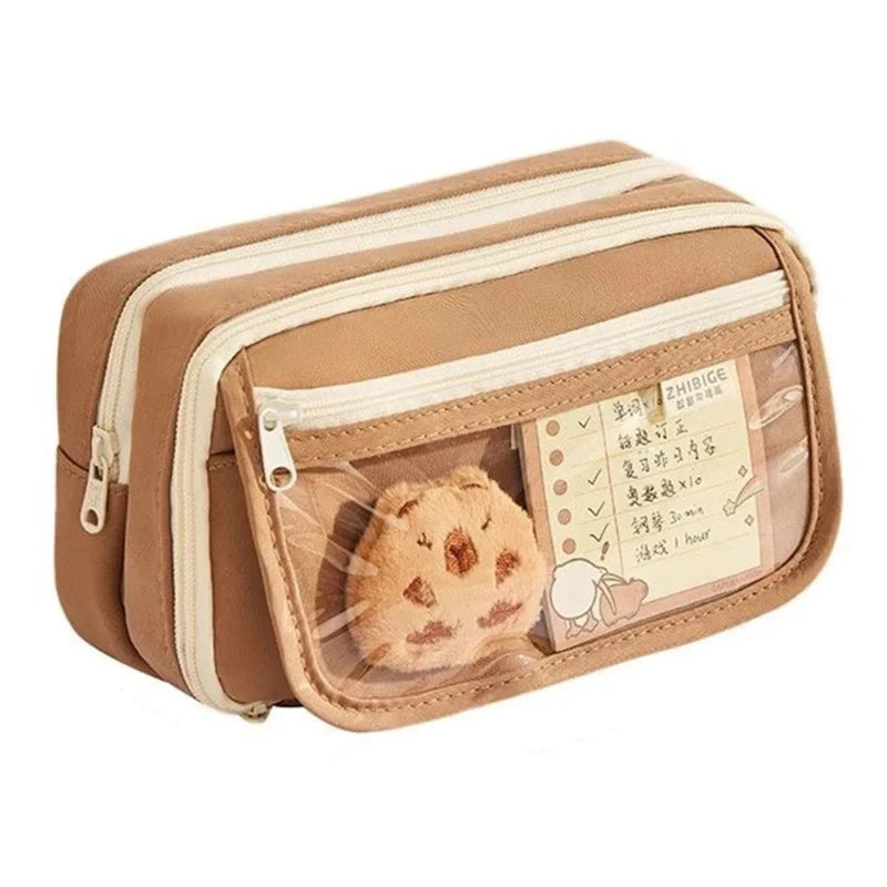 Kawaii Capybara Backpack with Pencil Case – Cute School Bag Set for Teens & Adults