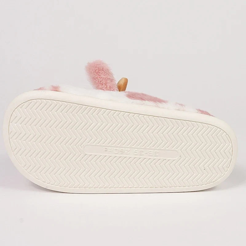 Cute Cow Slippers | Cozy Faux Fur House Shoes | Sizes 36–45