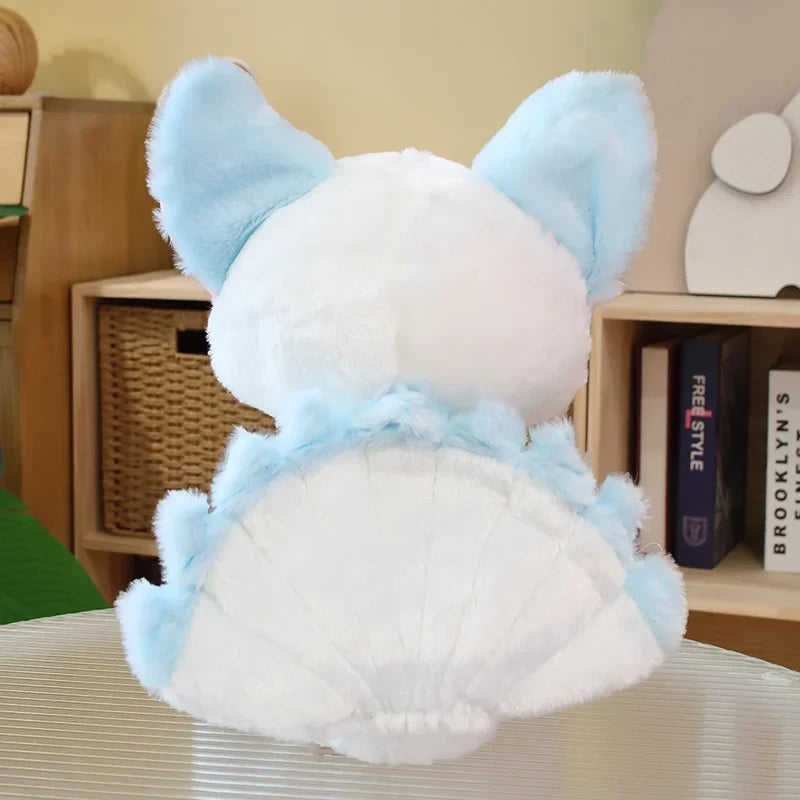 Kawaii Kitsune Fox Plushie – Mystical Japanese Fox Stuffed Animal | Red & Blue | 38cm
