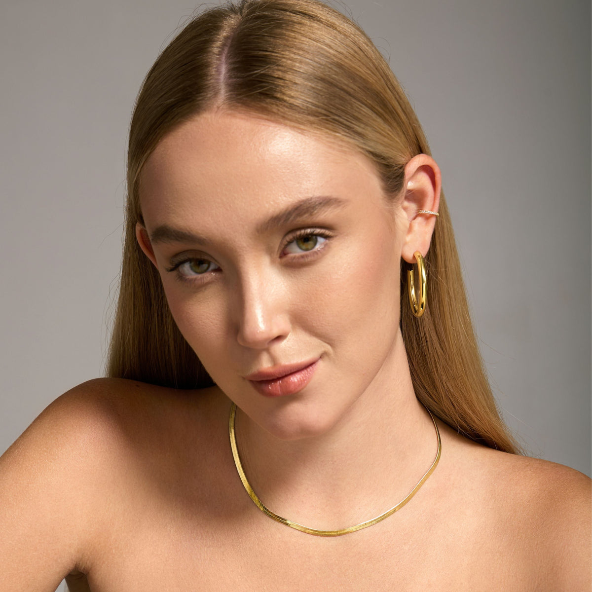 Thin Herringbone Necklace | 18K Gold-Plated, Adjustable 15–17 Inches