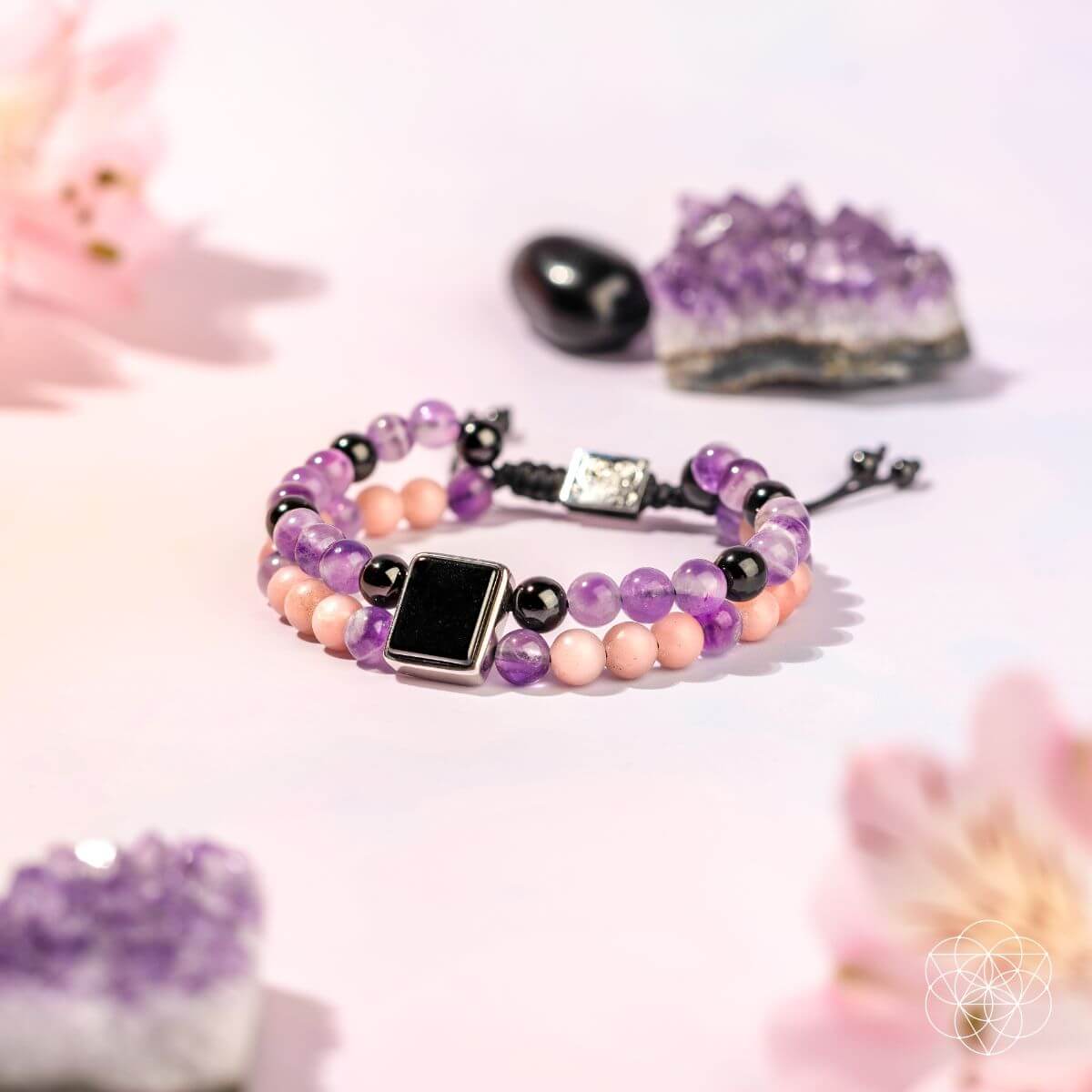 I Am Strong: Illuminating Bracelet of Feminine Power – Adjustable Onyx, Opal & Amethyst