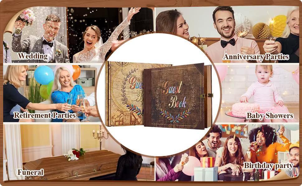 Vintage Wedding Guest Book: Retro Kraft Album with Keepsake Box, Marriage Photo Memory Book - Dream Dragons