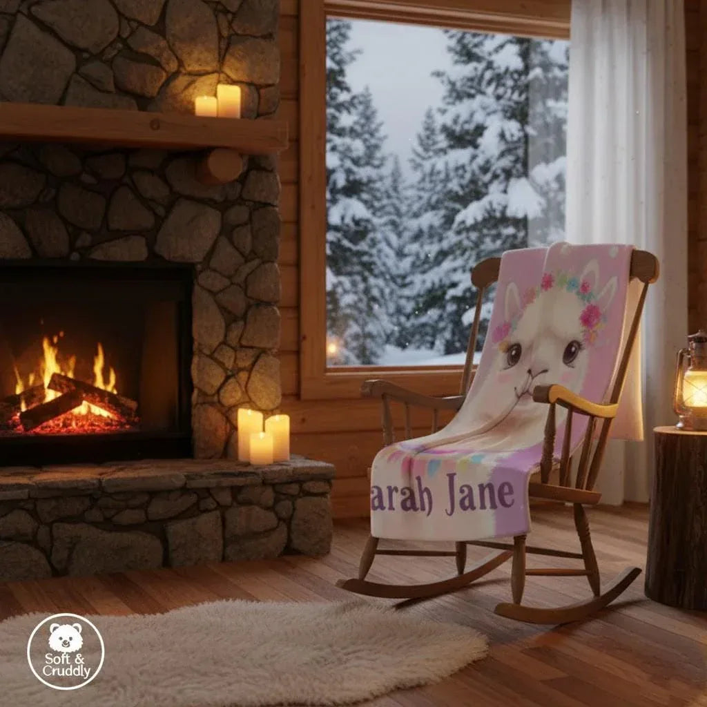 Personalized Llama Fleece Blanket: Alpaca Custom Name Throw - Dream Dragons