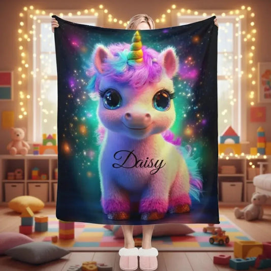 Personalized Cosmic Unicorn Blanket: Magical Galaxy Flannel Fleece Throw, Super Soft - Dream Dragons