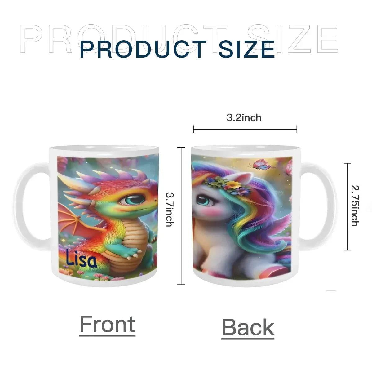 Personalized Unicorn Dragon Coffee Mug, Tea Cup: Hot Chocolate Gift for Fantasy Lovers - Dream Dragons