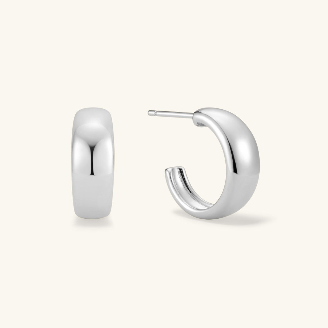 Small Dome Hoop Earrings | 18K Gold-Plated Brass, 15.5 mm